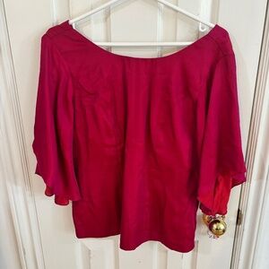 vintage shifting fabric blouse with bows on the back- duo chrome